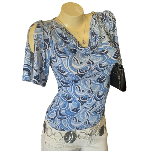 Vintage 90s Y2K Top, Vintage Abstract Top, Vintage AOP Top - Picture 2 of 12